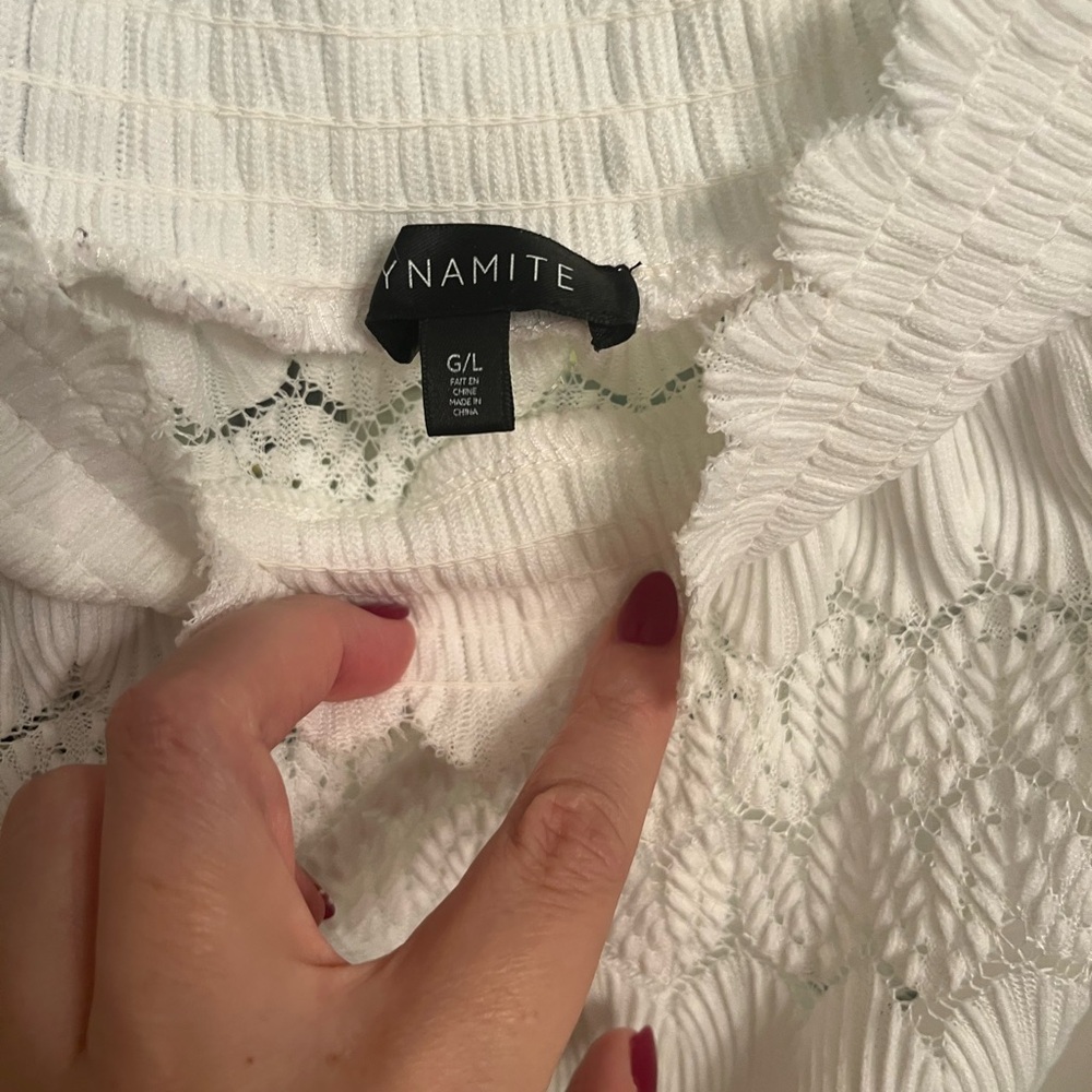 Off the Shoulder White Lace Blouse - Picture 6 of 6